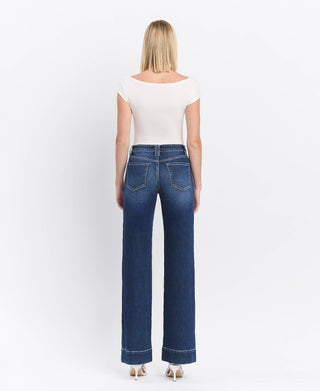 HIGH RISE TROUSER WIDE JEANS LV1535-Jeans-Lovervet by VERVET-Summit Lane Boutique, Women's Apparel and Gifts located in Grand Rapids, MI