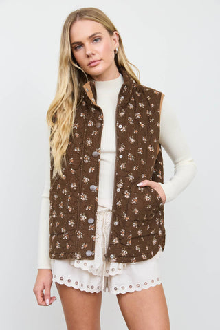 Maisie Floral Quilted Vest-Vest-Blu Pepper-Summit Lane Boutique, Women's Apparel and Gifts located in Grand Rapids, MI