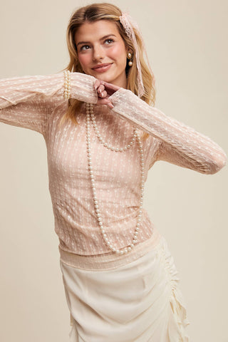 Semi Sheer Textured Lace Long-Sleeve Layering Top-Listicle-Summit Lane Boutique, Women's Apparel and Gifts located in Grand Rapids, MI