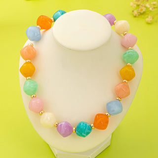 Multicolor Oversized Faceted Pastel Bead Necklace | 80N92990-JOSSLYN by wall to wall-Summit Lane Boutique, Women's Apparel and Gifts located in Grand Rapids, MI