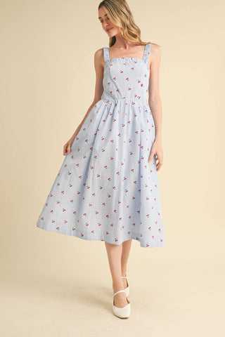CHERRY GINGHAM MIDI DRESS-&MERCI-Summit Lane Boutique, Women's Apparel and Gifts located in Grand Rapids, MI
