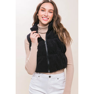 Corduroy Zip Up Puffer Vest with Pockets-vest-Love Tree-Summit Lane Boutique, Women's Apparel and Gifts located in Grand Rapids, MI