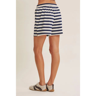 Fresh Coastal Stripe Relaxed Fit French Terry Lounge Shorts-Shorts-in february-Summit Lane Boutique, Women's Apparel and Gifts located in Grand Rapids, MI