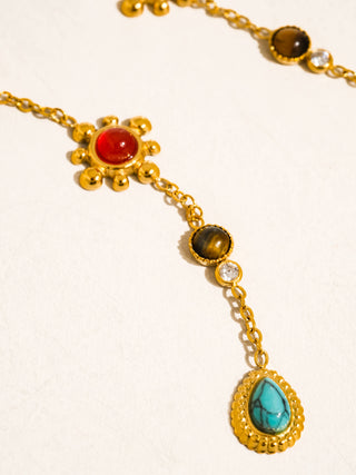 Bellevie 18K Gold Non-Tarnish Boho Gemstone Drop Earrings-Earrings-Flânerie by MAIQ-Summit Lane Boutique, Women's Apparel and Gifts located in Grand Rapids, MI