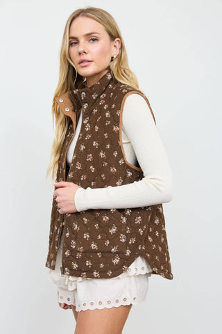 Maisie Floral Quilted Vest-Vest-Blu Pepper-Summit Lane Boutique, Women's Apparel and Gifts located in Grand Rapids, MI