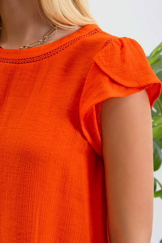 Marjorie Tulip Sleeve Top-Short Sleeves-Blu Pepper-Summit Lane Boutique, Women's Apparel and Gifts located in Grand Rapids, MI