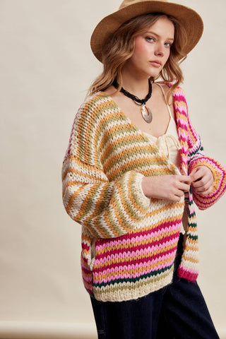 Color Me Cozy Striped Cardigan-Cardigans-Listicle-Summit Lane Boutique, Women's Apparel and Gifts located in Grand Rapids, MI
