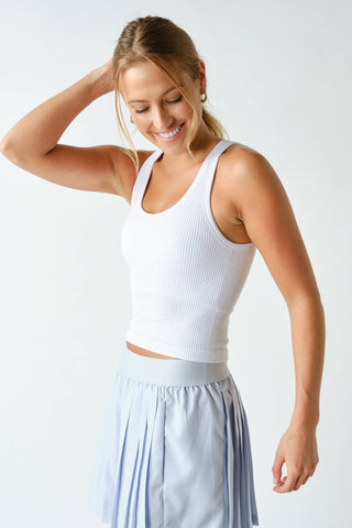 Ribbed Scoop-Neck Built-in-Bra Tank Top