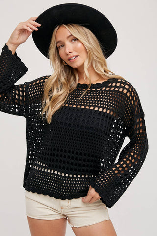 Ariel Open Knit Pullover-Sweaters-Bluivy-Summit Lane Boutique, Women's Apparel and Gifts located in Grand Rapids, MI