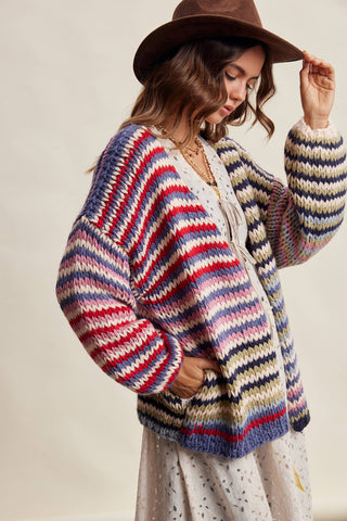 Color Me Cozy Striped Cardigan-Cardigans-Listicle-Summit Lane Boutique, Women's Apparel and Gifts located in Grand Rapids, MI