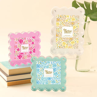 Square Scalloped Acrylic Frame-Hot Pink-Picture Frames-The Darling Effect-Summit Lane Boutique, Women's Apparel and Gifts located in Grand Rapids, MI