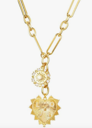 LOVE - HEART Celestial Lariat Necklace 14K CZ- Charm-Necklaces-HoopLa Style-Summit Lane Boutique, Women's Apparel and Gifts located in Grand Rapids, MI