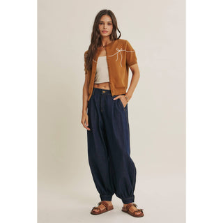 FRENCH MORNING BOW EMBROIDERED BUTTON-DOWN COTTON CARDIGAN-Cardigans-in february-Summit Lane Boutique, Women's Apparel and Gifts located in Grand Rapids, MI