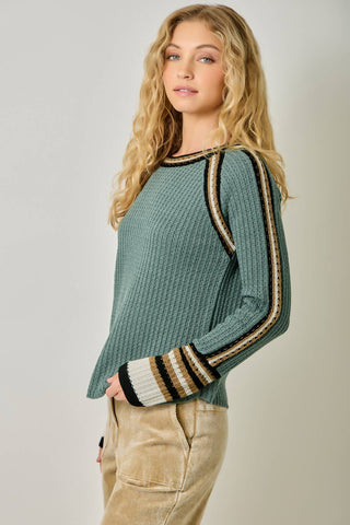The Sloane Contrast Trim Sweater-Sweater-Mystree-Summit Lane Boutique, Women's Apparel and Gifts located in Grand Rapids, MI