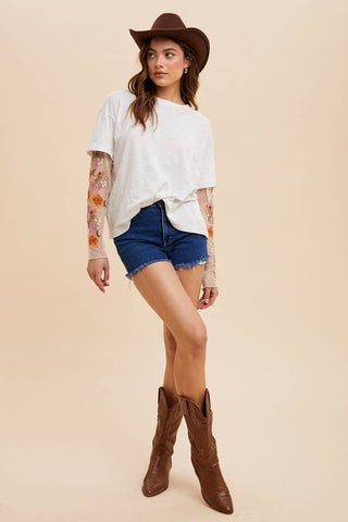 Kennedy Twofer Top-Long Sleeves-In Loom-Summit Lane Boutique, Women's Apparel and Gifts located in Grand Rapids, MI