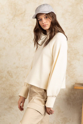 Mock Neck Textured Knit Top-Sweaters-VERY J-Summit Lane Boutique, Women's Apparel and Gifts located in Grand Rapids, MI