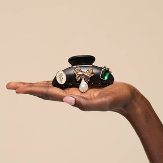 KitschPop™️ Curved Claw Clip 7pc Set Vintage - Black-Hair Accessories-KITSCH-Summit Lane Boutique, Women's Apparel and Gifts located in Grand Rapids, MI