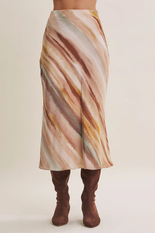 The Painted Skies Satin Maxi Skirt-Skirts-in february-Summit Lane Boutique, Women's Apparel and Gifts located in Grand Rapids, MI