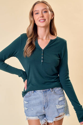 Hadley Henley Knit Top-Long Sleeves-Doe and Rae-Summit Lane Boutique, Women's Apparel and Gifts located in Grand Rapids, MI