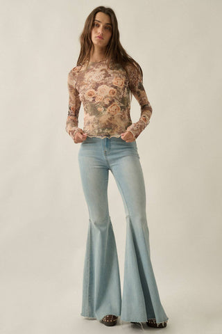 Vintage Rose Mesh Top-Long Sleeves-Promesa USA-Summit Lane Boutique, Women's Apparel and Gifts located in Grand Rapids, MI