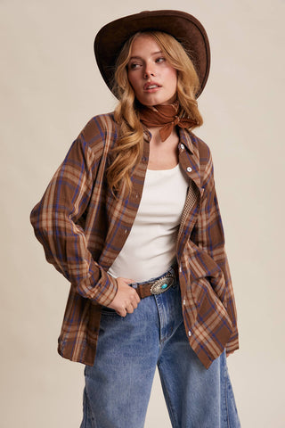 Plaid Button-Up Western Shirt LT1094-Listicle-Summit Lane Boutique, Women's Apparel and Gifts located in Grand Rapids, MI