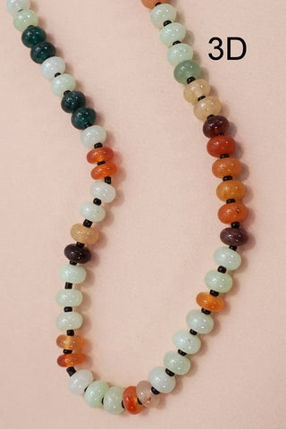 NATURAL AGATE GLASS SEMI PRECIOUS BEAD NECKLACE | 80N896-Necklaces-JOSSLYN by Wall to Wall-Summit Lane Boutique, Women's Apparel and Gifts located in Grand Rapids, MI