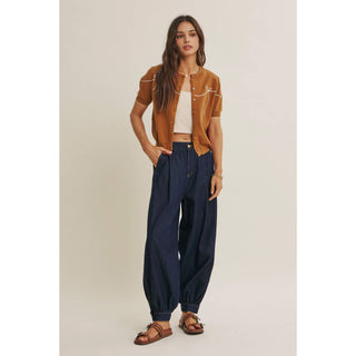 FRENCH MORNING BOW EMBROIDERED BUTTON-DOWN COTTON CARDIGAN-Cardigans-in february-Summit Lane Boutique, Women's Apparel and Gifts located in Grand Rapids, MI