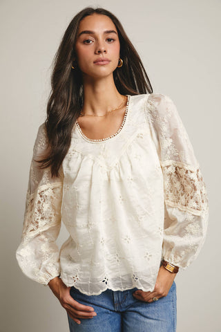 Bailey Embroidered Lace Blouse-Blouse-Forte-Summit Lane Boutique, Women's Apparel and Gifts located in Grand Rapids, MI