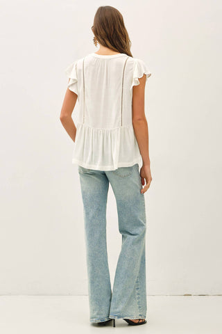 Aria Ruffle Sleeve top-Blouse-Be Cool-Summit Lane Boutique, Women's Apparel and Gifts located in Grand Rapids, MI