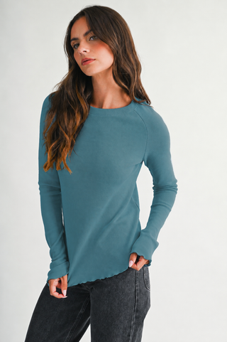 Leah Lettuce Edge Thermal Top-Long Sleeve Shirt-AEMI + CO-Summit Lane Boutique, Women's Apparel and Gifts located in Grand Rapids, MI