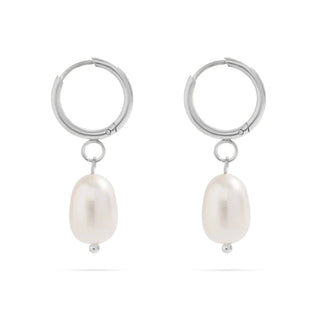 18K Gold PVD Freshwater Pearl Huggie Earrings-Earrings-WJW-Summit Lane Boutique, Women's Apparel and Gifts located in Grand Rapids, MI