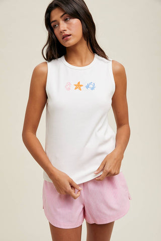 Coastal Embroidered Tank-Tank Top-Wishlist Apparel-Summit Lane Boutique, Women's Apparel and Gifts located in Grand Rapids, MI