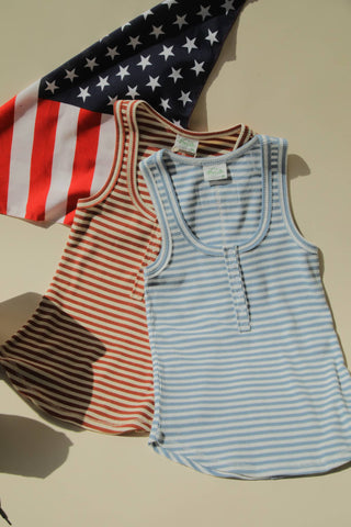 Lynelle Striped Button Down Fitted Knit Tank Top-Tank Top-VERY J-Summit Lane Boutique, Women's Apparel and Gifts located in Grand Rapids, MI