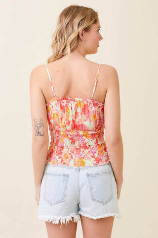 Maribel Smocked Floral Cami-Sleeveless-Mystree-Summit Lane Boutique, Women's Apparel and Gifts located in Grand Rapids, MI