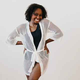 Coastal Views Crochet Tie Kimono-Kimonos-Pretty Simple-Summit Lane Boutique, Women's Apparel and Gifts located in Grand Rapids, MI
