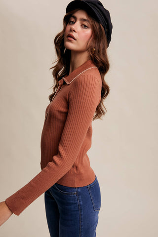 Contrast Stitch Ribbed Knit Top-Listicle-Summit Lane Boutique, Women's Apparel and Gifts located in Grand Rapids, MI