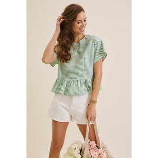 The Briar Stripe Top-Short Sleeves-in february-Summit Lane Boutique, Women's Apparel and Gifts located in Grand Rapids, MI