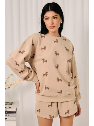 The Dottie Dachshund Sweatshirt-Sweatshirt-Sunday Edition by LE LIS-Summit Lane Boutique, Women's Apparel and Gifts located in Grand Rapids, MI