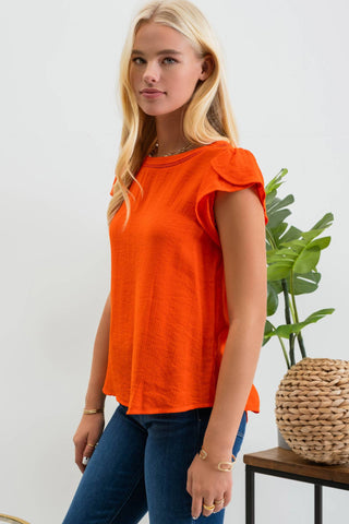 Marjorie Tulip Sleeve Top-Short Sleeves-Blu Pepper-Summit Lane Boutique, Women's Apparel and Gifts located in Grand Rapids, MI