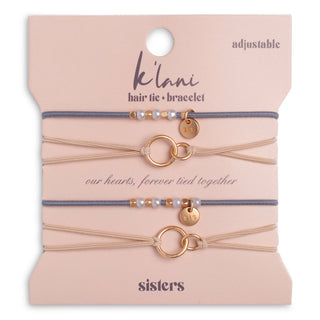 "Sisters" Gold & Pearl Shareable Hair Tie Bracelet Set-Bracelets-K'lani hair tie bracelets-Summit Lane Boutique, Women's Apparel and Gifts located in Grand Rapids, MI