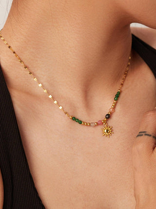 Olimpia 18K Gold Sun Necklace with Beads-Necklaces-Flânerie by MAIQ-Summit Lane Boutique, Women's Apparel and Gifts located in Grand Rapids, MI