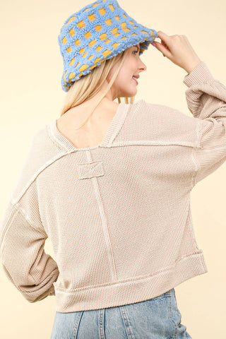 Waverly Two Tone Oversized Top-Long Sleeves-VERY J-Summit Lane Boutique, Women's Apparel and Gifts located in Grand Rapids, MI