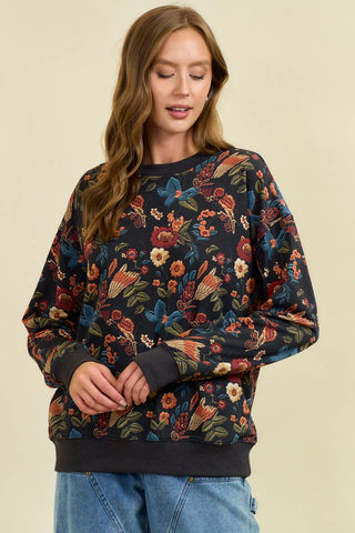 The Autumn Garden Floral Pullover-pullover-Doe and Rae-Summit Lane Boutique, Women's Apparel and Gifts located in Grand Rapids, MI