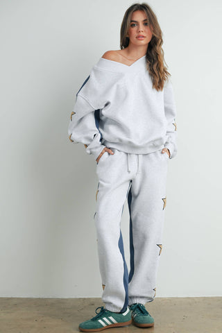 Everly Star Patch Sweatshirt-Sweatshirt-BUTTERMELON-Summit Lane Boutique, Women's Apparel and Gifts located in Grand Rapids, MI