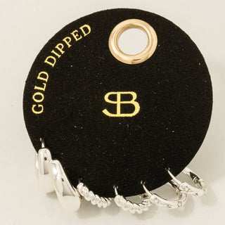 Secret Box Gold Dipped 3 Pair Huggie Hoop Earrings Set