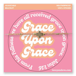 Grace Upon Grace Cross Bracelet + Sticker | John 1:16