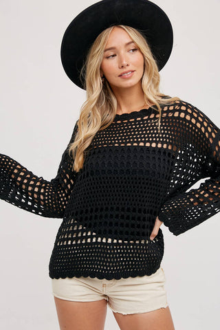 Ariel Open Knit Pullover-Sweaters-Bluivy-Summit Lane Boutique, Women's Apparel and Gifts located in Grand Rapids, MI