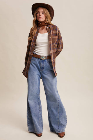 Plaid Button-Up Western Shirt LT1094-Listicle-Summit Lane Boutique, Women's Apparel and Gifts located in Grand Rapids, MI
