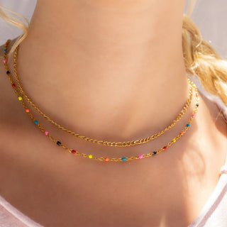 18K Gold PVD Stainless Steel Multi Confetti Chain Necklace-Necklaces-WJW-Summit Lane Boutique, Women's Apparel and Gifts located in Grand Rapids, MI
