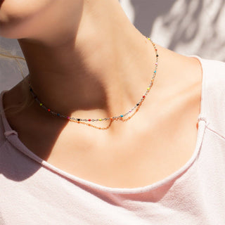 18K Gold PVD Stainless Steel Multi Confetti Chain Necklace-Necklaces-WJW-Summit Lane Boutique, Women's Apparel and Gifts located in Grand Rapids, MI